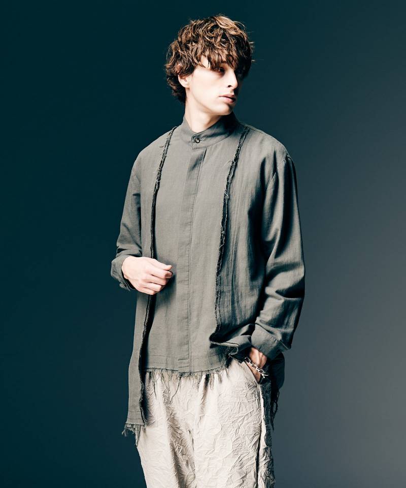 【予約商品】glamb(グラム)Layered Cardigan Shirt / レイヤードカーディガンシャツ - Gray