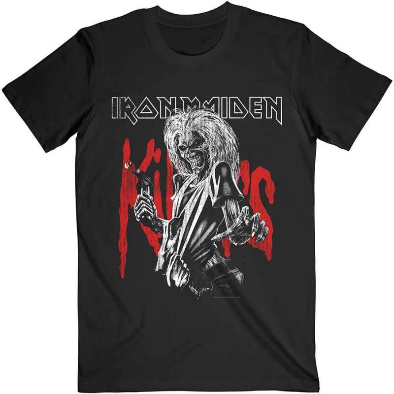 【予約商品】IRON MAIDEN バンドTシャツ ユニセックス: Killers Eddie Large Graphic Distress (Black)