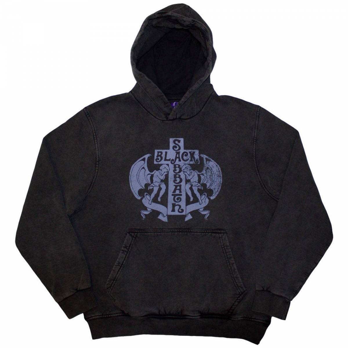 【予約商品】BLACK SABBATH Unisex Stone Wash Pullover Hoodie: Angels (Charcoal Grey) - CHARCOAL GREY