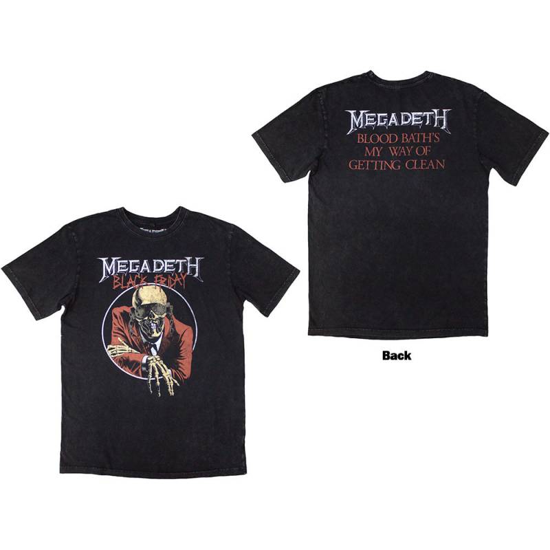 【予約商品】MEGADETH Unisex Stone Wash バンドTシャツ: Black Friday (Charcoal Grey)