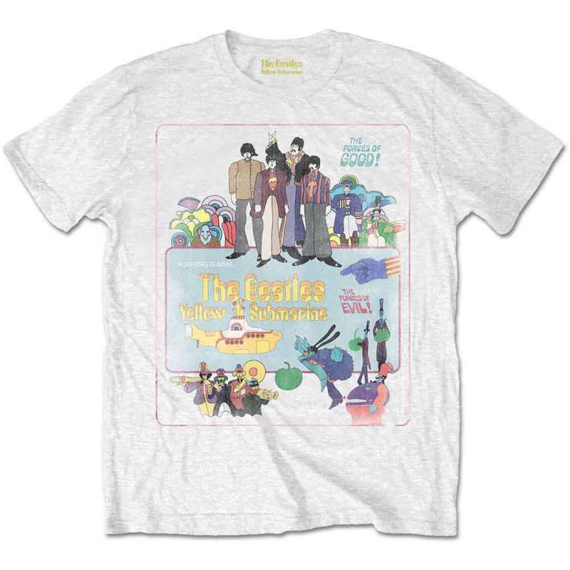 【予約商品】THE BEATLES バンドTシャツ ユニセックス: Yellow Submarine Vintage Movie Poster (White)