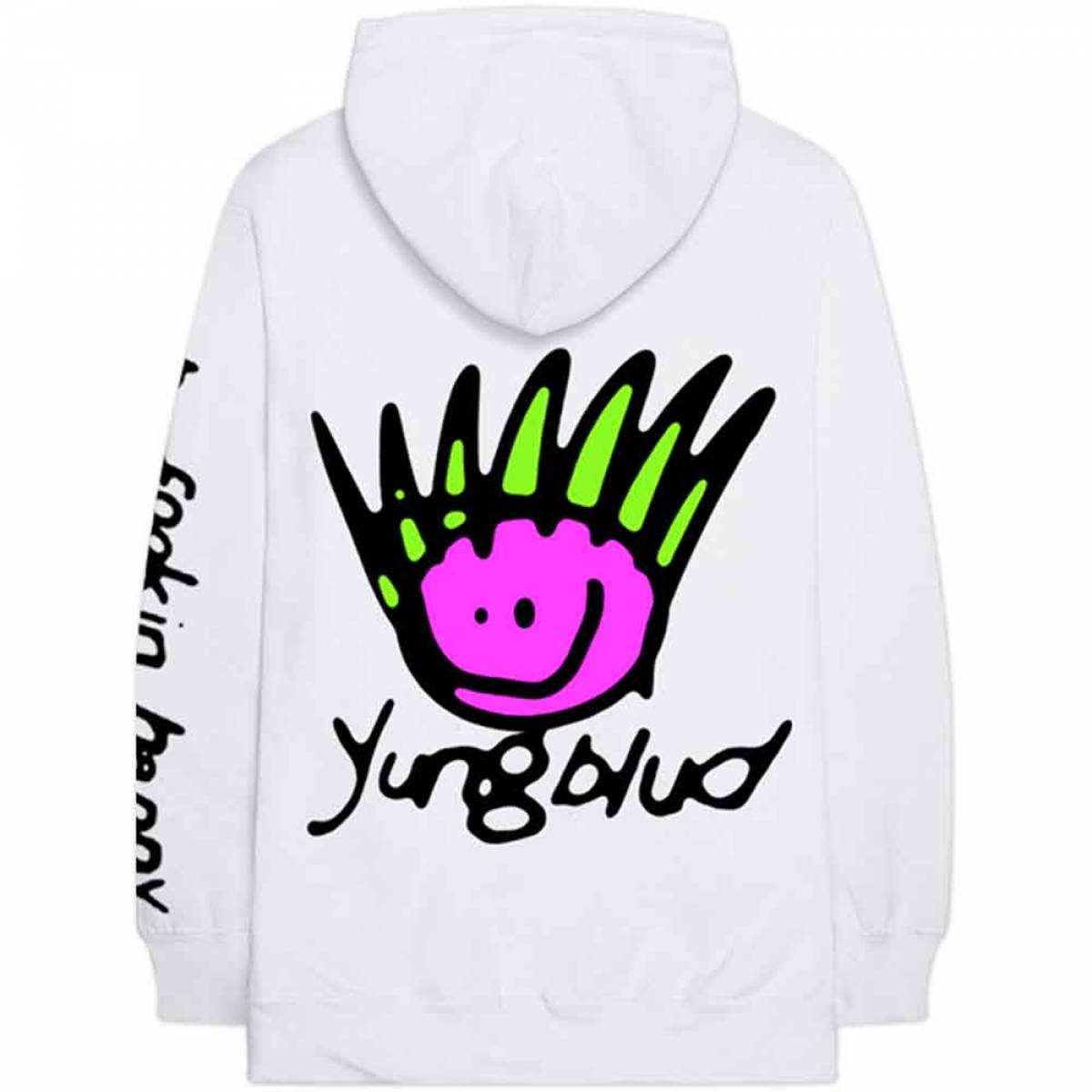 【予約商品】YUNGBLUD Unisex Pullover Hoodie: Face (White) (Back Print) - WHITE