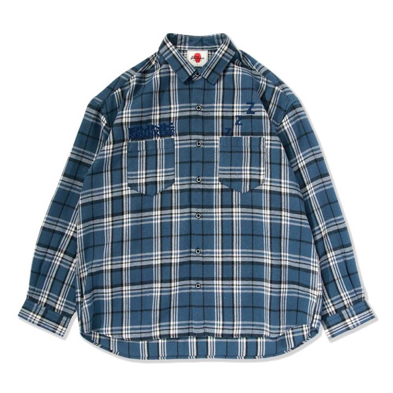 【予約商品】PUNK DRUNKERS (パンク・ドランカーズ) ポケットで寝るシャツ - BLUE CHECK