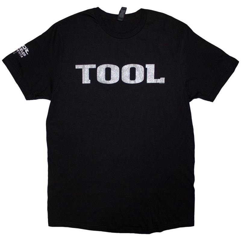 【予約商品】TOOL バンドTシャツ ユニセックス: Metallic Silver Logo (Black) (Sleeve Print) - BLACK
