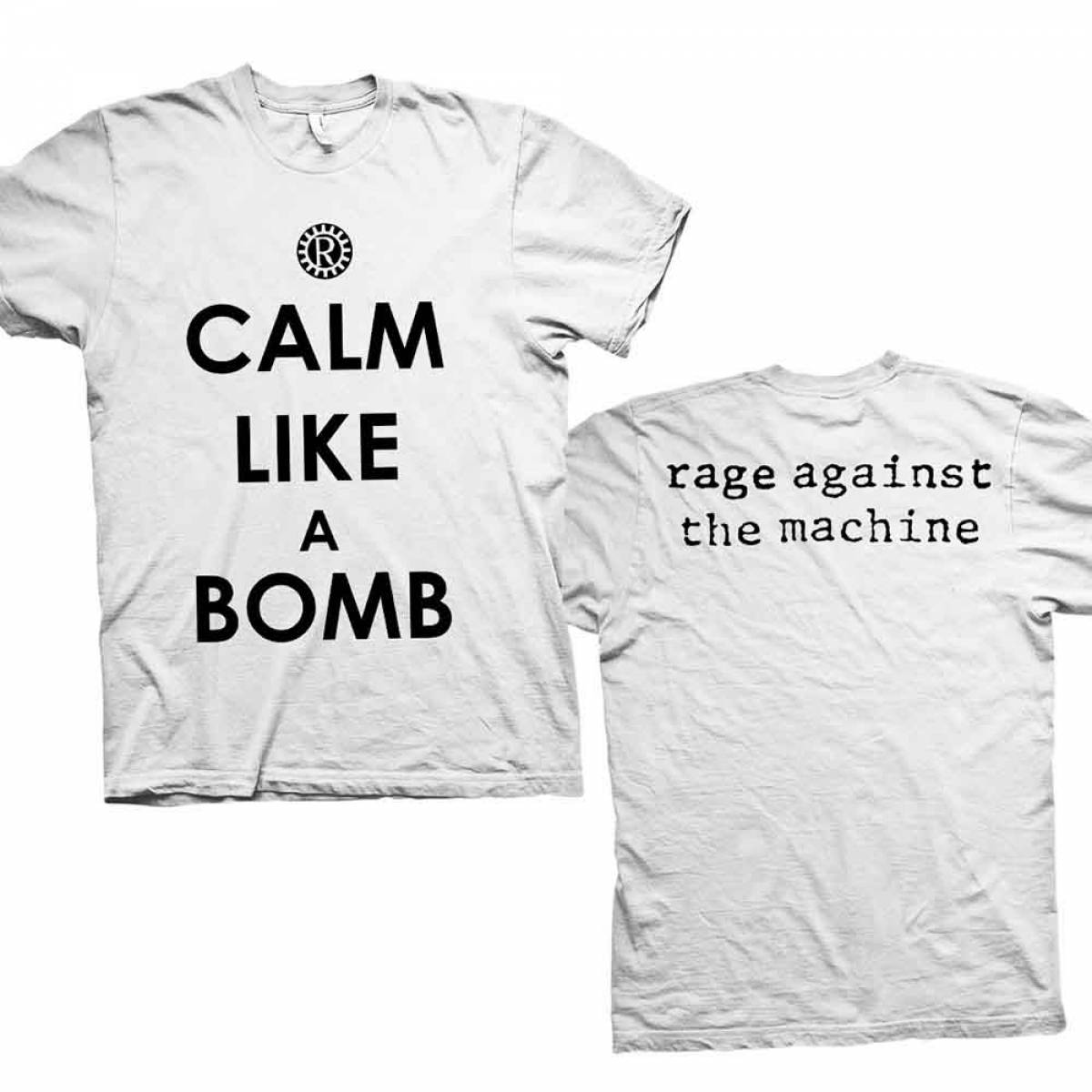 【予約商品】RAGE AGAINST THE MACHINE バンドTシャツ ユニセックス: Calm Like A Bomb (White) (Back Print) - WHITE