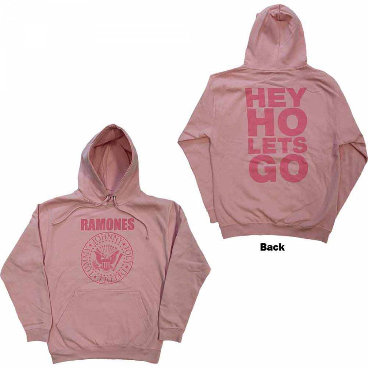 【予約商品】RAMONES Unisex Pullover Hoodie: Pink Hey Ho Seal (Pink) (Back Print) - PINK