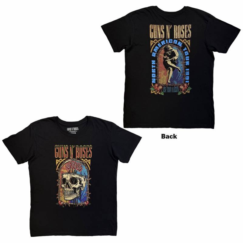 【予約商品】GUNS N' ROSES バンドTシャツ ユニセックス: North American Tour Skull (Black) (Back Print)