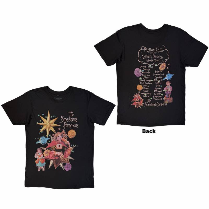 【予約商品】THE SMASHING PUMPKINS Unisex Premium Carbon バンドTシャツ: Celestial Collage (Black) (Back Print)