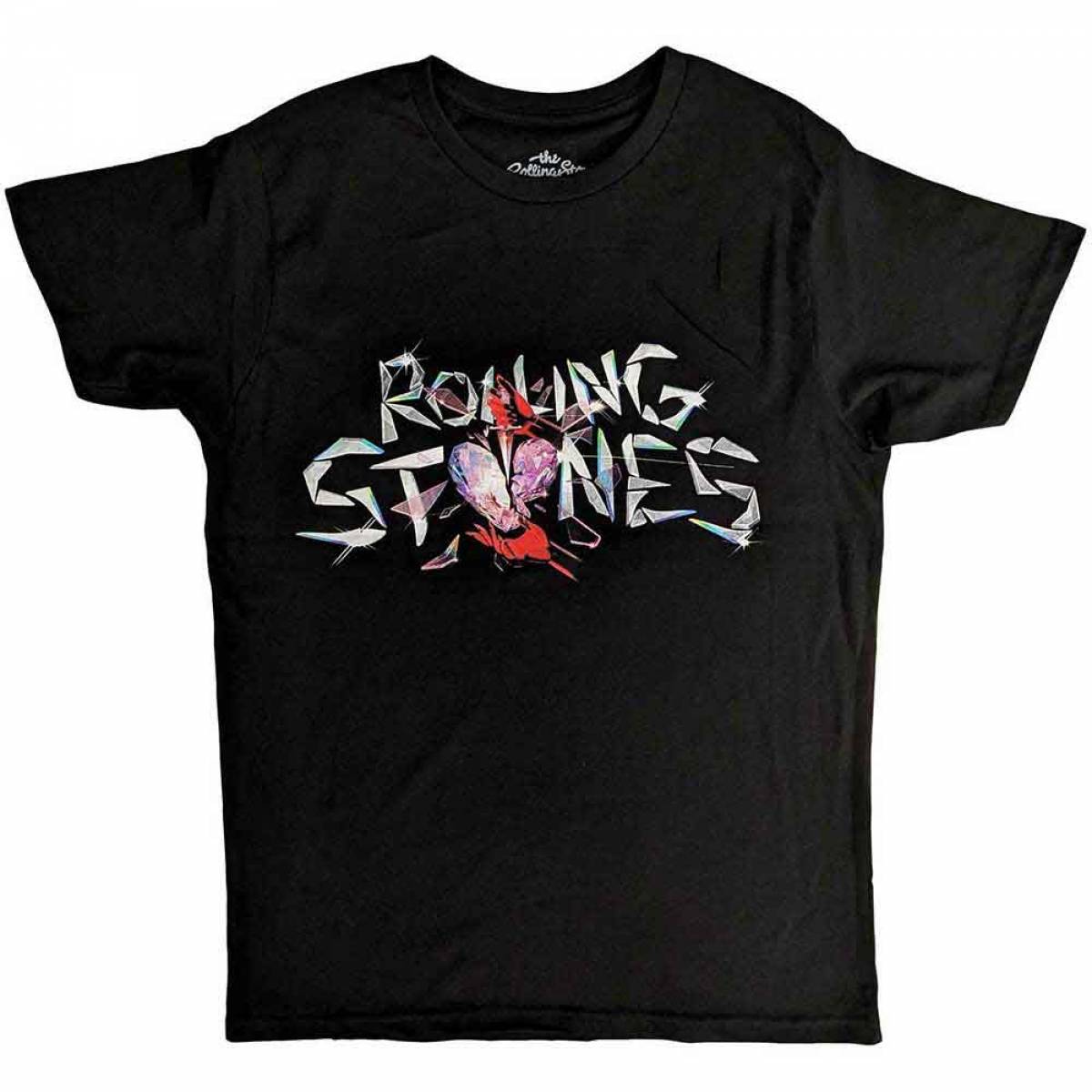【予約商品】THE ROLLING STONES バンドTシャツ ユニセックス: Hackney Diamonds Glass Logo (Black) - BLACK