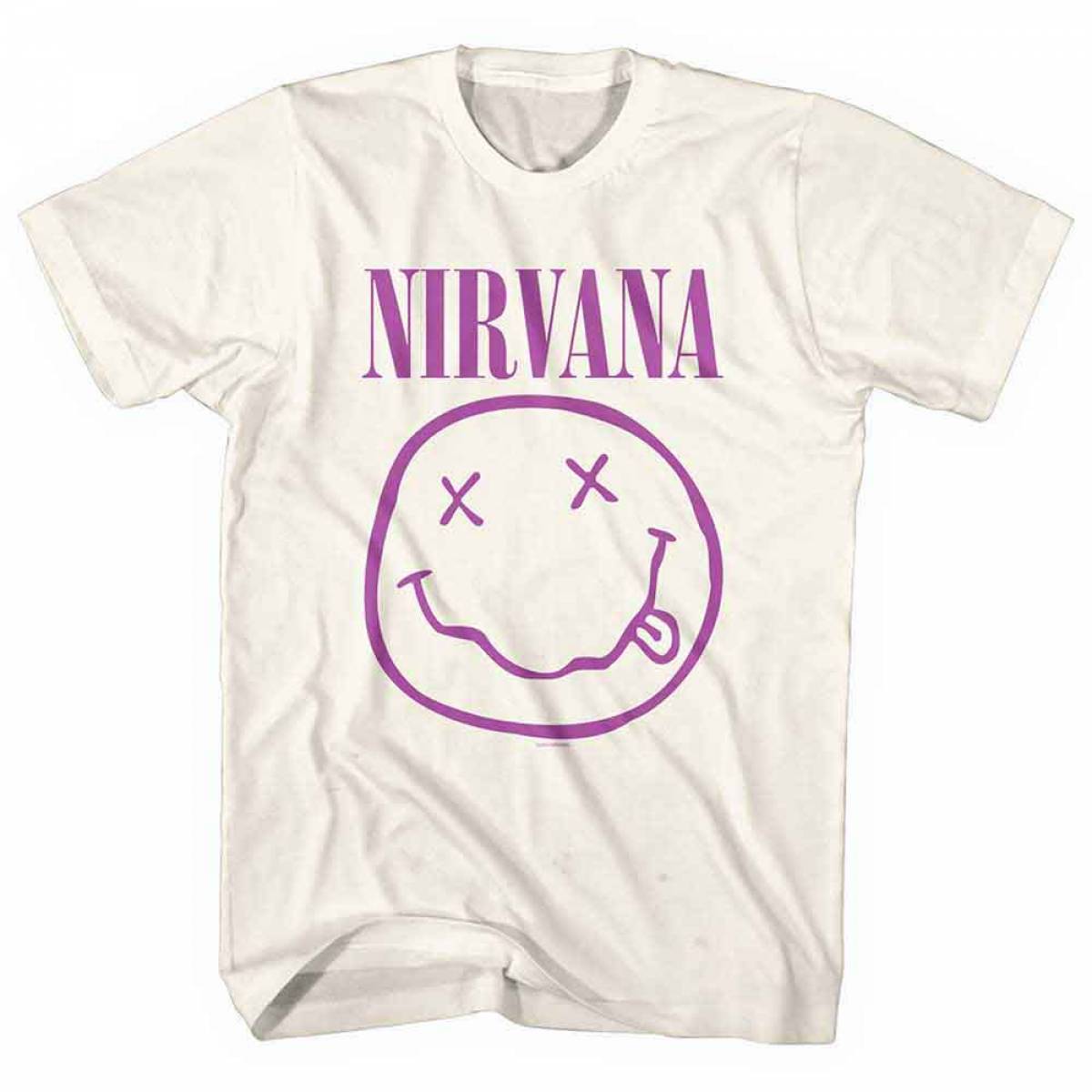 【予約商品】NIRVANA バンドTシャツ ユニセックス: Purple Happy Face (Natural) - NATURAL