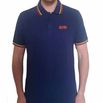 【予約商品】AC/DC Unisex Polo Shirt: Classic Logo (Navy Blue) - NAVY BLUE