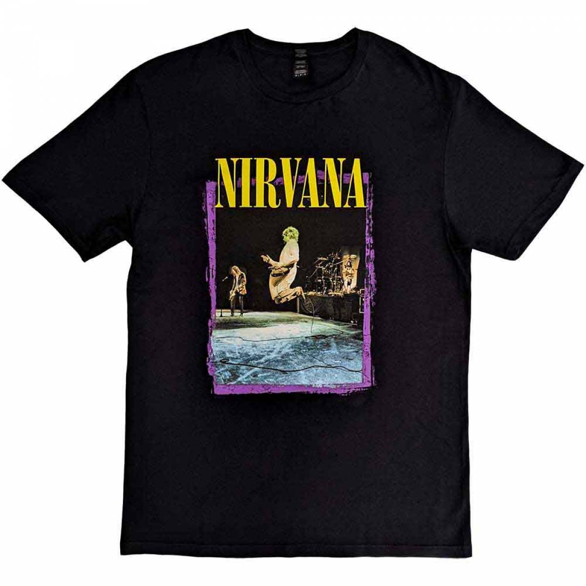 【予約商品】NIRVANA バンドTシャツ ユニセックス: Stage Jump (Black) - BLACK