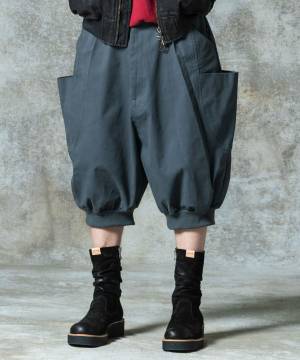 【予約商品】glamb(グラム)GB0325/P13 : Sarrouel Rib Cropped Pants / サルエルリブクロップドパンツ - Gray