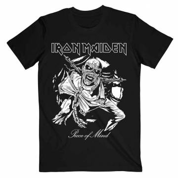 【予約商品】IRON MAIDEN バンドTシャツ ユニセックス: Piece of Mind Mono Eddie - BLACK