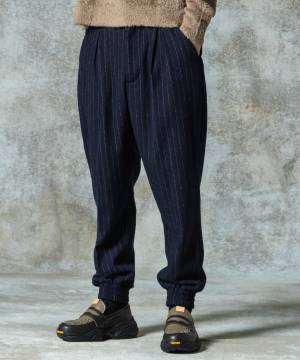 【予約商品】glamb(グラム)GB0325/P05 : Deformed Tweed Slacks / デフォームツイードスラックス - Navy