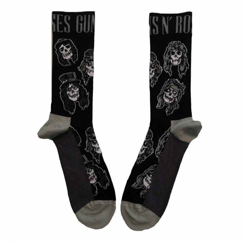 【予約商品】GUNS N' ROSES Unisex Ankle Socks: Skulls Band Monochrome (Black) (UK Size 7 - 11)