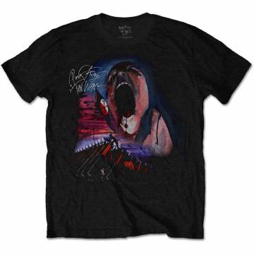 【予約商品】PINK FLOYD バンドTシャツ ユニセックス: The Wall Scream & Hammers (Black) - BLACK