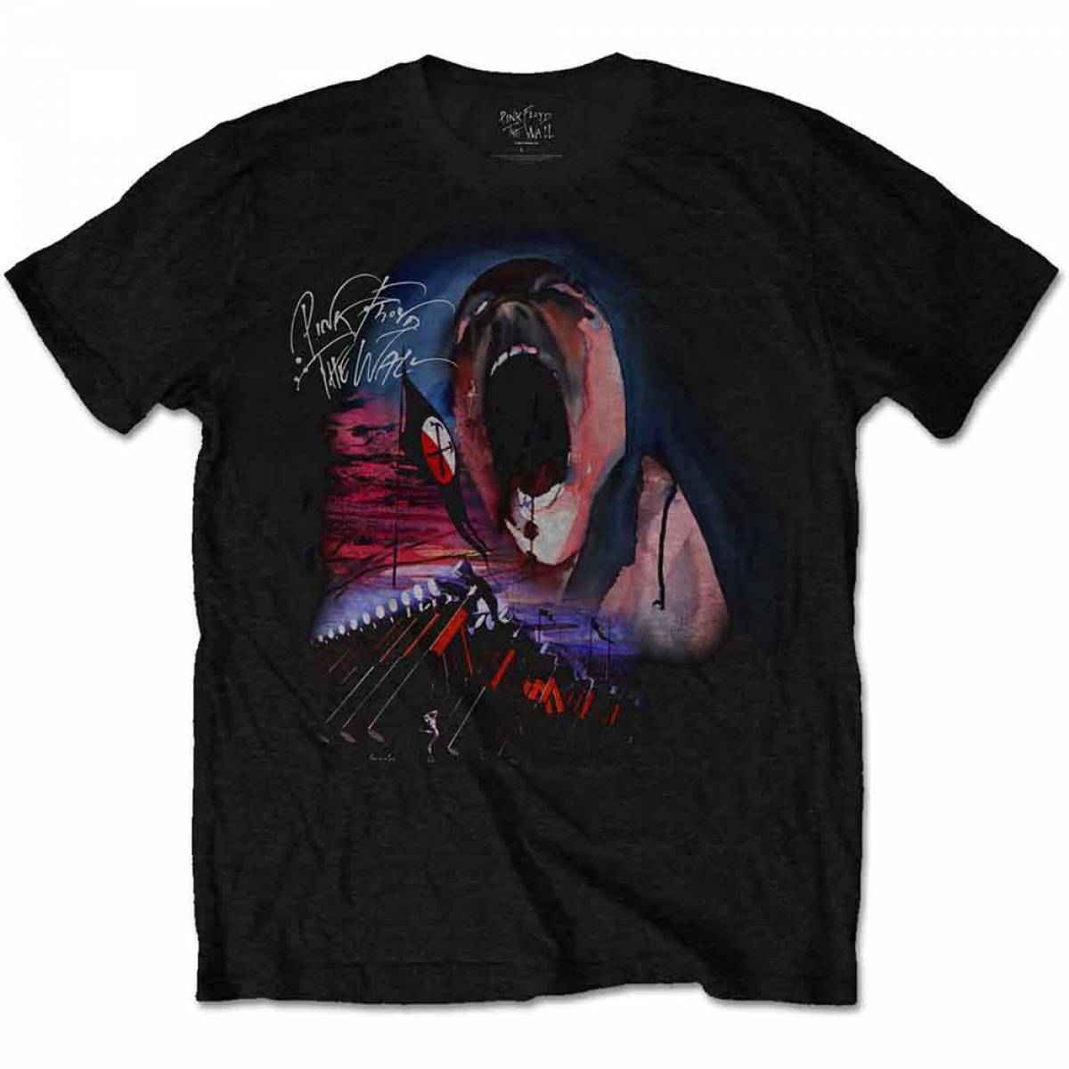 【予約商品】PINK FLOYD バンドTシャツ ユニセックス: The Wall Scream & Hammers (Black) - BLACK