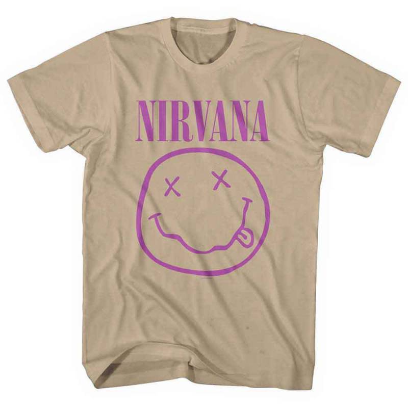 【予約商品】NIRVANA バンドTシャツ ユニセックス: Purple Happy Face (Sand)