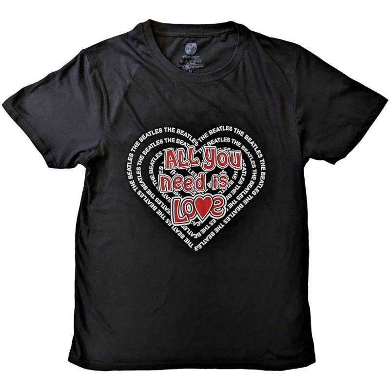 【予約商品】THE BEATLES バンドTシャツ ユニセックス: All You Need Is Love Heart (Black)