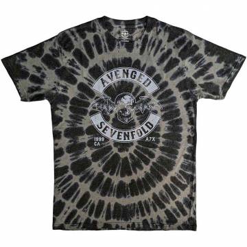 【予約商品】AVENGED SEVENFOLD バンドTシャツ ユニセックス: Deathbat Crest (Charcoal Grey) (Wash Collection) - CHARCOAL GREY