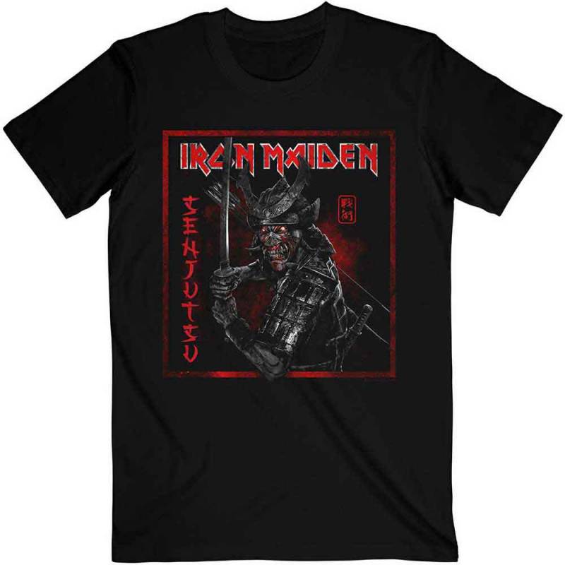 【予約商品】IRON MAIDEN バンドTシャツ ユニセックス: Senjutsu Cover Distressed Red (Black)