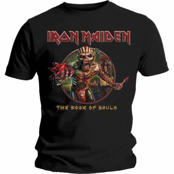 【予約商品】IRON MAIDEN バンドTシャツ ユニセックス: Book of Souls Eddie Circle - BLACK