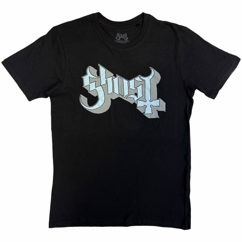 【予約商品】GHOST バンドTシャツ ユニセックス: Blue/Grey Keyline Logo (Black)