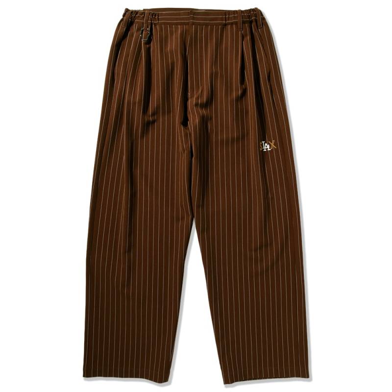 【予約商品】PUNK DRUNKERS (パンク・ドランカーズ) ストライプSLAXパンツ - BROWN