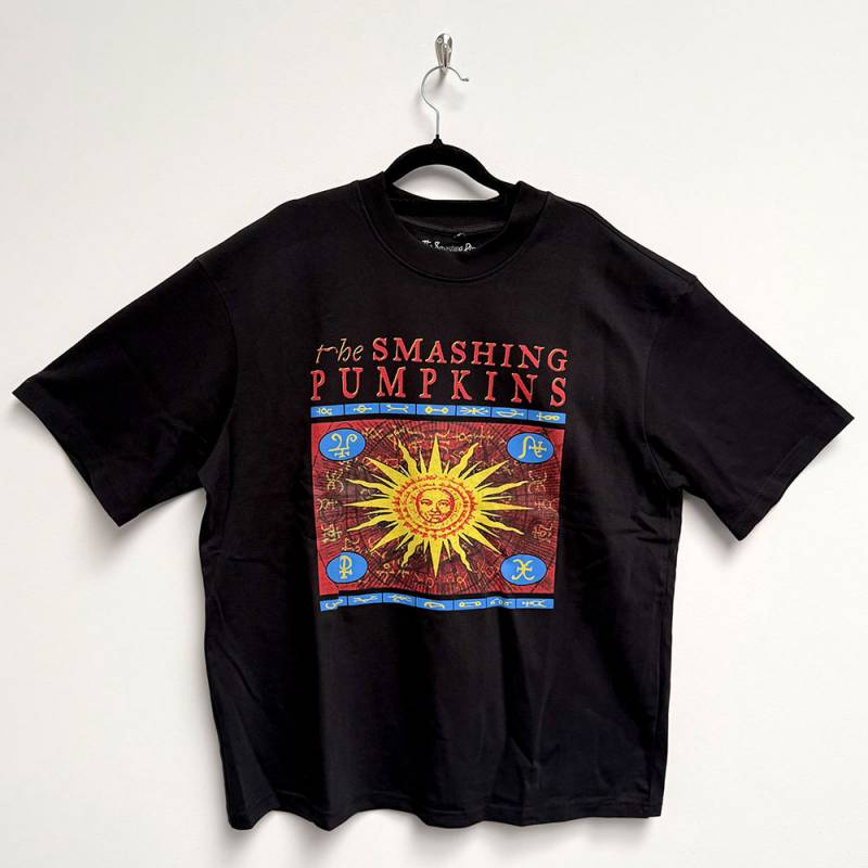 【予約商品】THE SMASHING PUMPKINS Unisex Oversized Boxy バンドTシャツ: Sun Box (Black) - BLACK