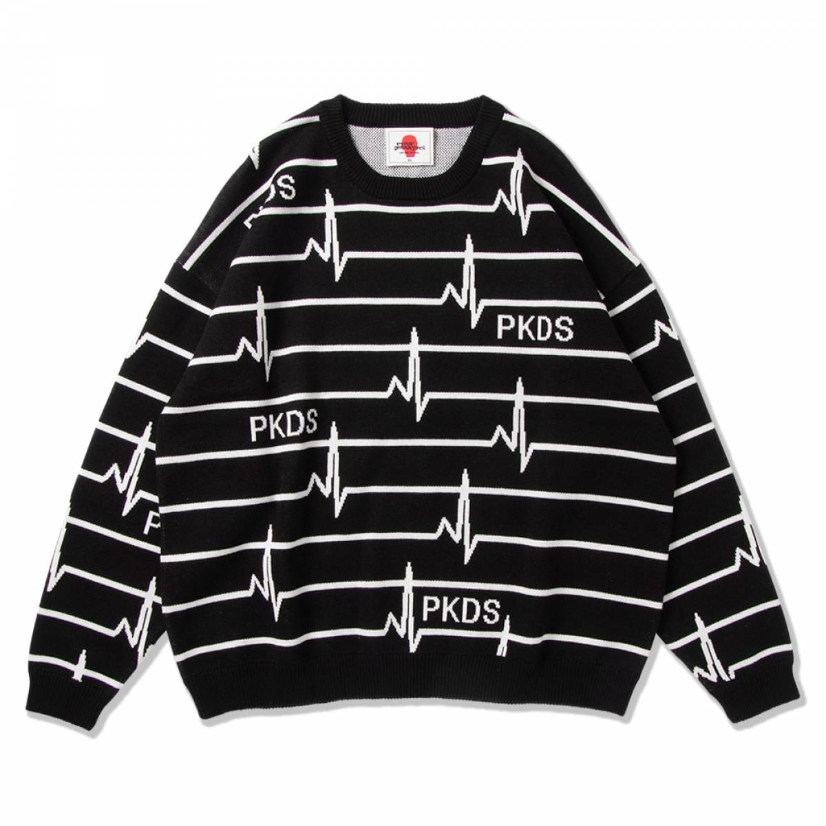 【予約商品】PUNK DRUNKERS (パンクドランカーズ) 心電図ニット - BLACK