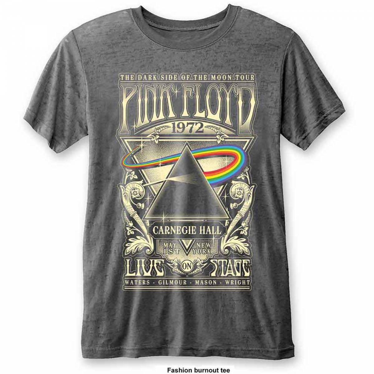 【予約商品】PINK FLOYD Unisex Burnout バンドTシャツ: Carnegie Hall (Charcoal Grey) - CHARCOAL GREY