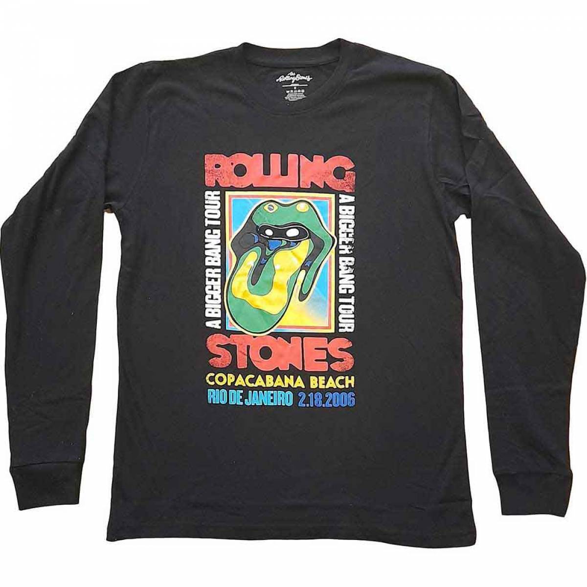 【予約商品】THE ROLLING STONES Unisex Long Sleeve バンドTシャツ: Copacabana Beach (Black) - BLACK
