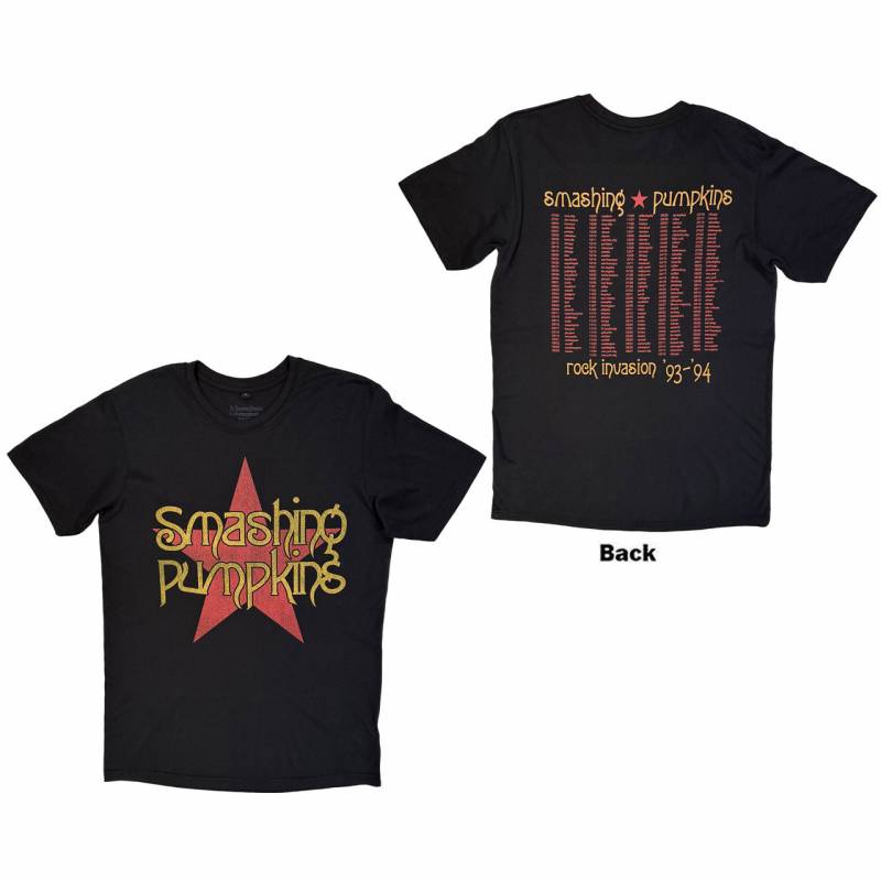【予約商品】THE SMASHING PUMPKINS Unisex Premium Carbon バンドTシャツ: Rock Invasion (Black) (Back Print)