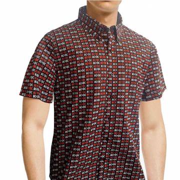 【予約商品】AC/DC Unisex Casual Shirt: Logo (Black) (All Over Print) - BLACK