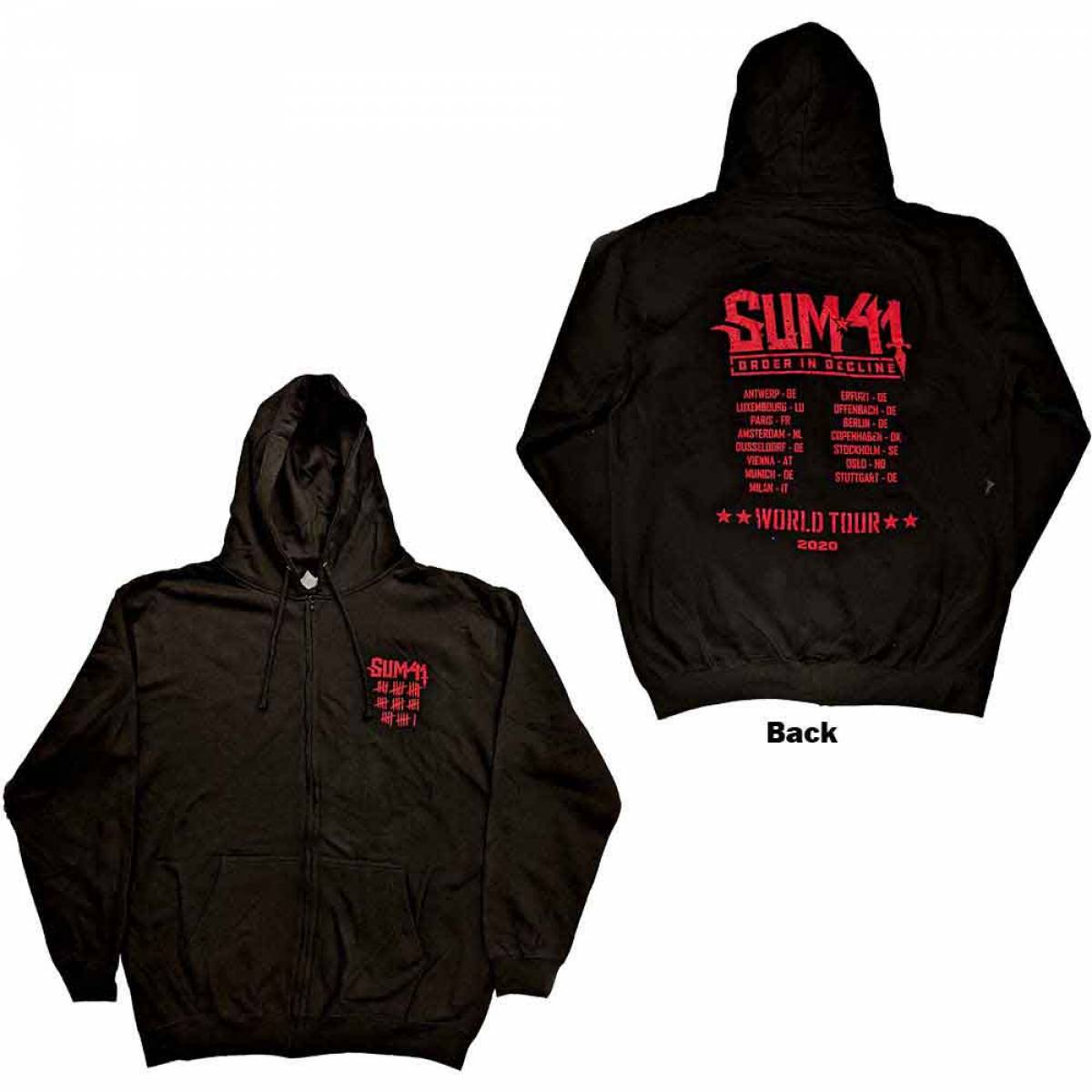 【予約商品】SUM 41 UnisexZippedHoodie:Order In Decline Tour 2020 (Back Print) X-Large