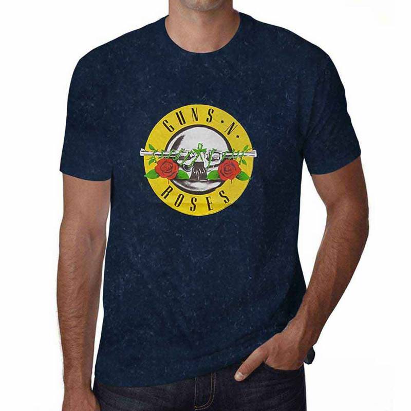 【予約商品】GUNS N' ROSES バンドTシャツ ユニセックス: Classic Logo (Navy Blue) (Wash Collection)