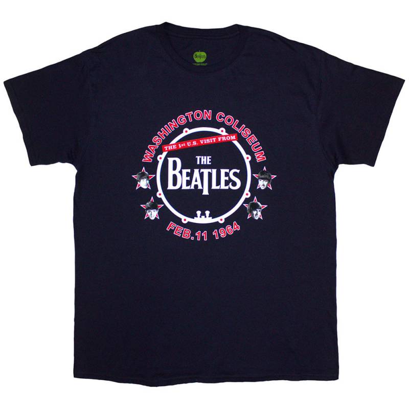 【予約商品】THE BEATLES バンドTシャツ ユニセックス: Washington '64 Drum (Navy Blue)
