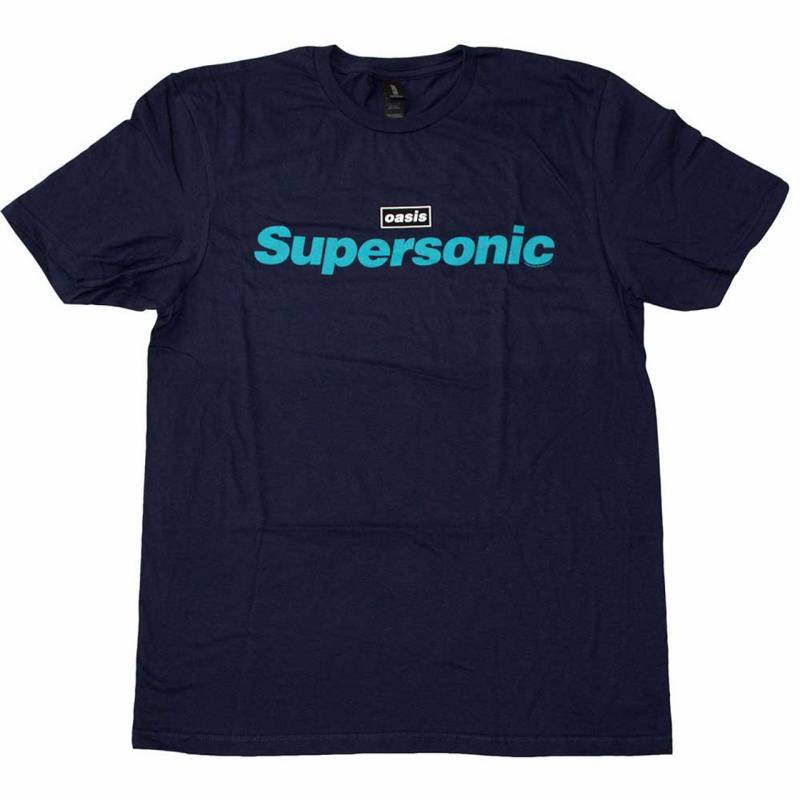 【予約商品】OASIS バンドTシャツ ユニセックス: Supersonic Title Colour (Navy Blue)