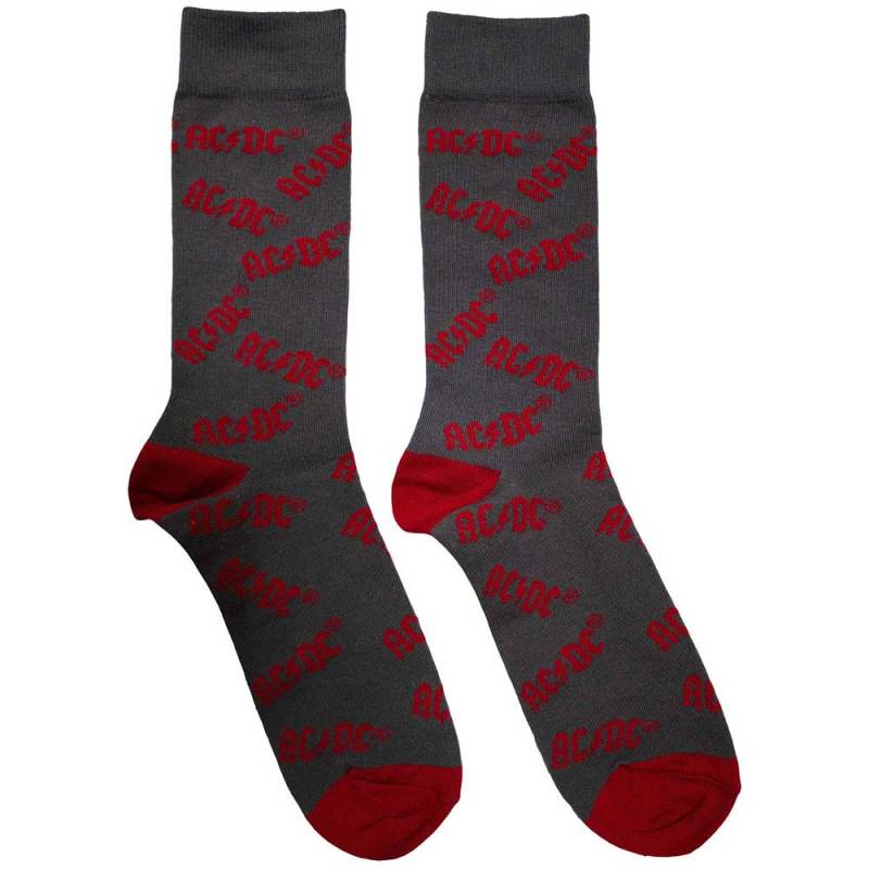 【予約商品】AC/DC Unisex Ankle Socks: Logo Pattern (Charcoal Grey) (UK Size 6 - 11) - CHARCOAL GREY