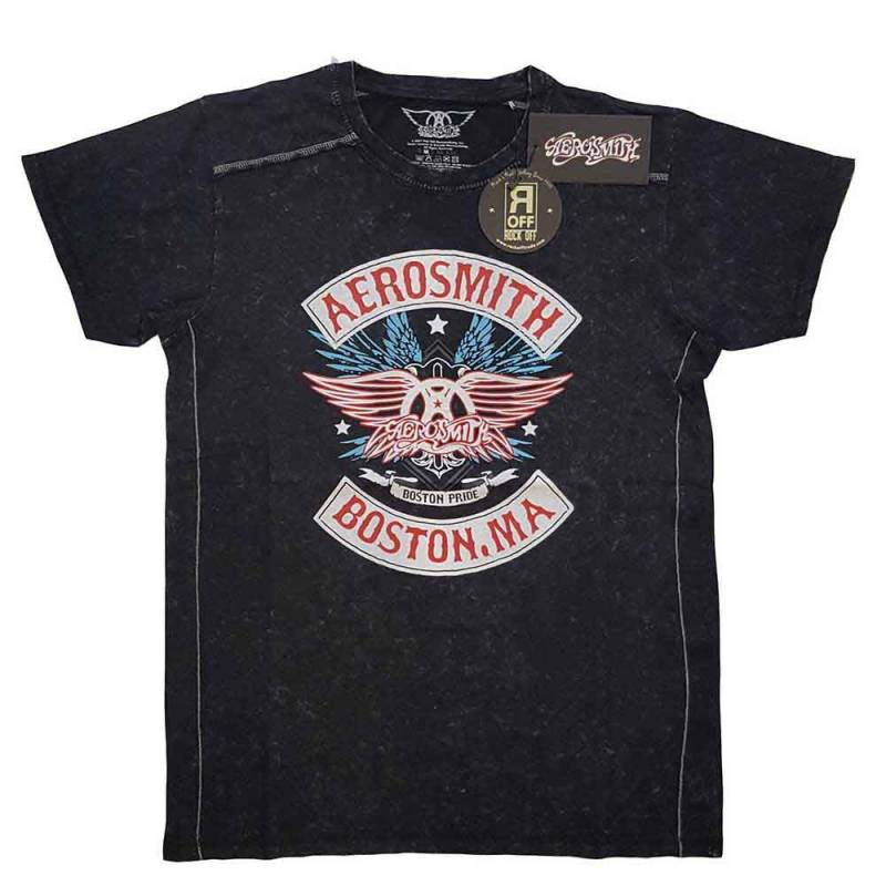 【予約商品】AEROSMITH バンドTシャツ ユニセックス: Boston Pride (Black) (Wash Collection)