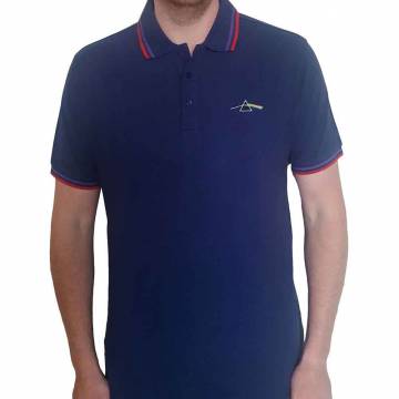 【予約商品】PINK FLOYD Unisex Polo Shirt: Dark Side of the Moon Prism (Navy Blue) - NAVY BLUE