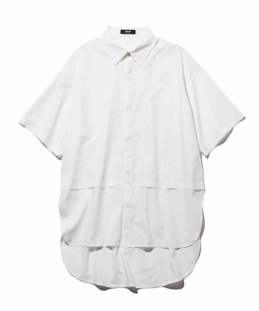 【予約商品】glamb (グラム)GB0223/SH13 : Hem Layered SH / ヘムレイヤードシャツ - White