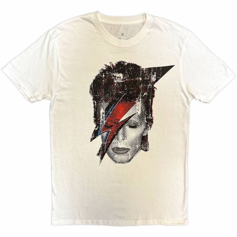【予約商品】DAVID BOWIE バンドTシャツ ユニセックス: Halftone Flash Face (White)