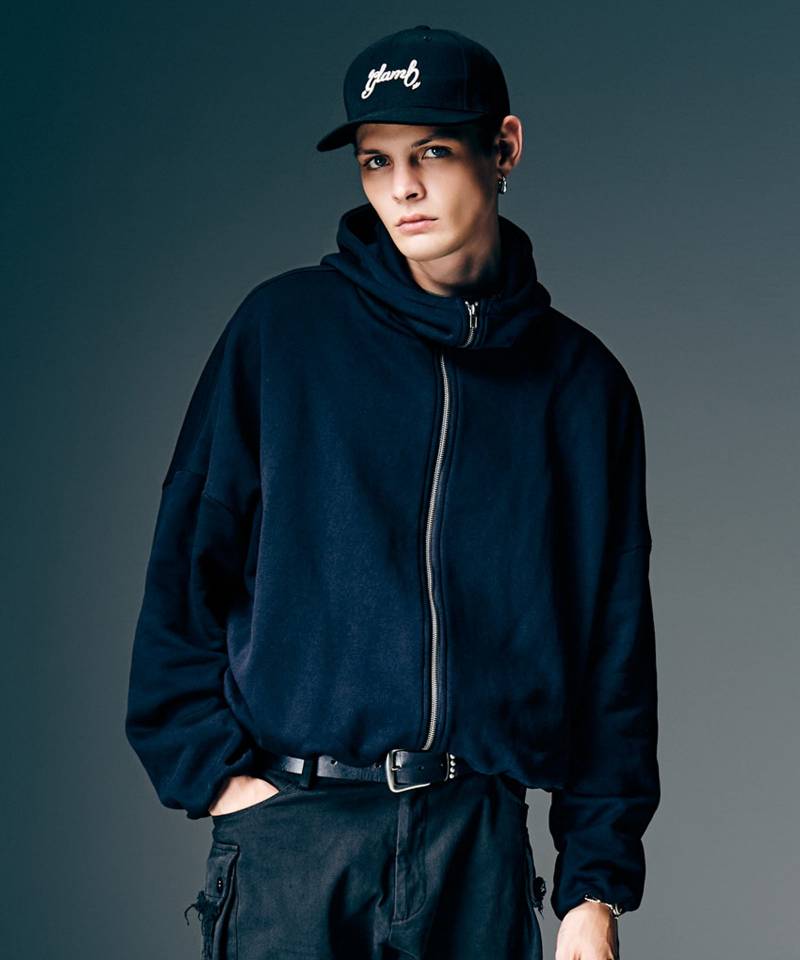 【予約商品】glamb(グラム)Balloon Zip Up Hoodie / バルーンジップアップフーディー - Black