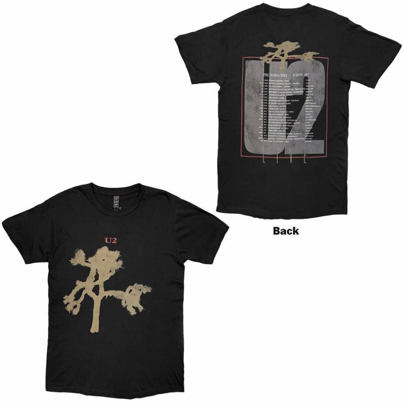 【予約商品】U2 バンドTシャツ ユニセックス: Joshua Tree European Tour '87 (Black) (Back Print)