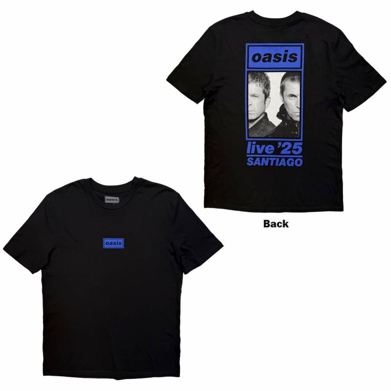 【予約商品】OASIS バンドTシャツ ユニセックス: Santiago Half Faces Fan Store (Black) (Back Print & Ex-Tour)