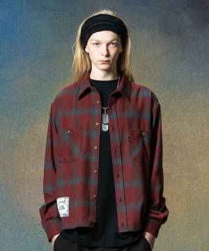 【予約商品】glamb(グラム)GB0225/SH13 : Short Check Shirt / ショートチェックシャツ - Red