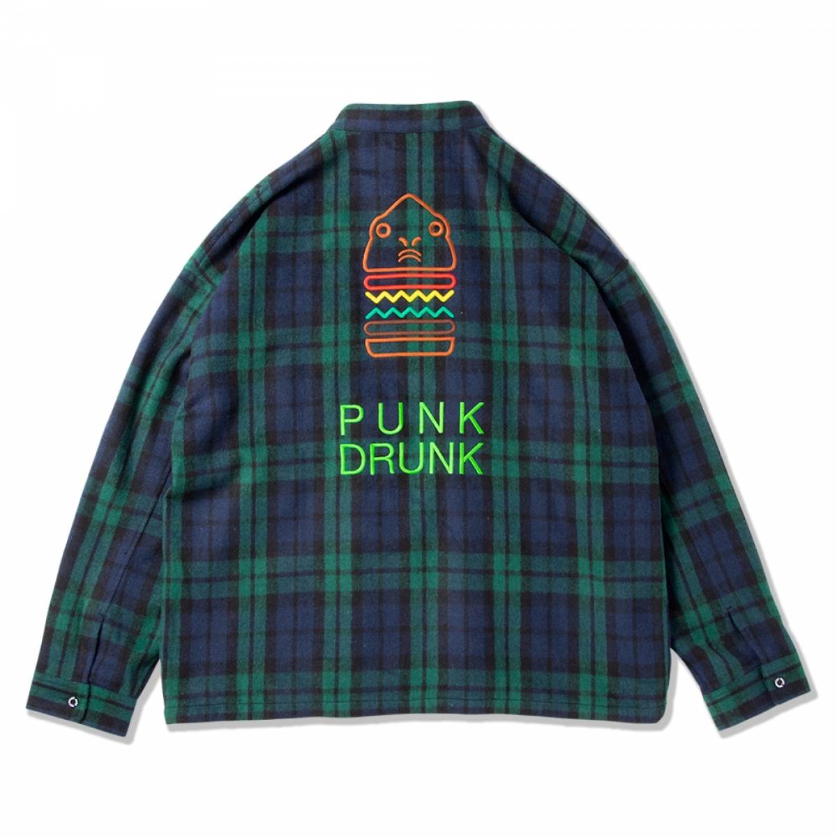【予約商品】PUNK DRUNKERS (パンクドランカーズ) 鮫人チェックシェフJKT - GREEN CHECK