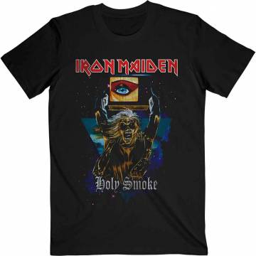 【予約商品】IRON MAIDEN バンドTシャツ ユニセックス: Holy Smoke Space Triangle - BLACK